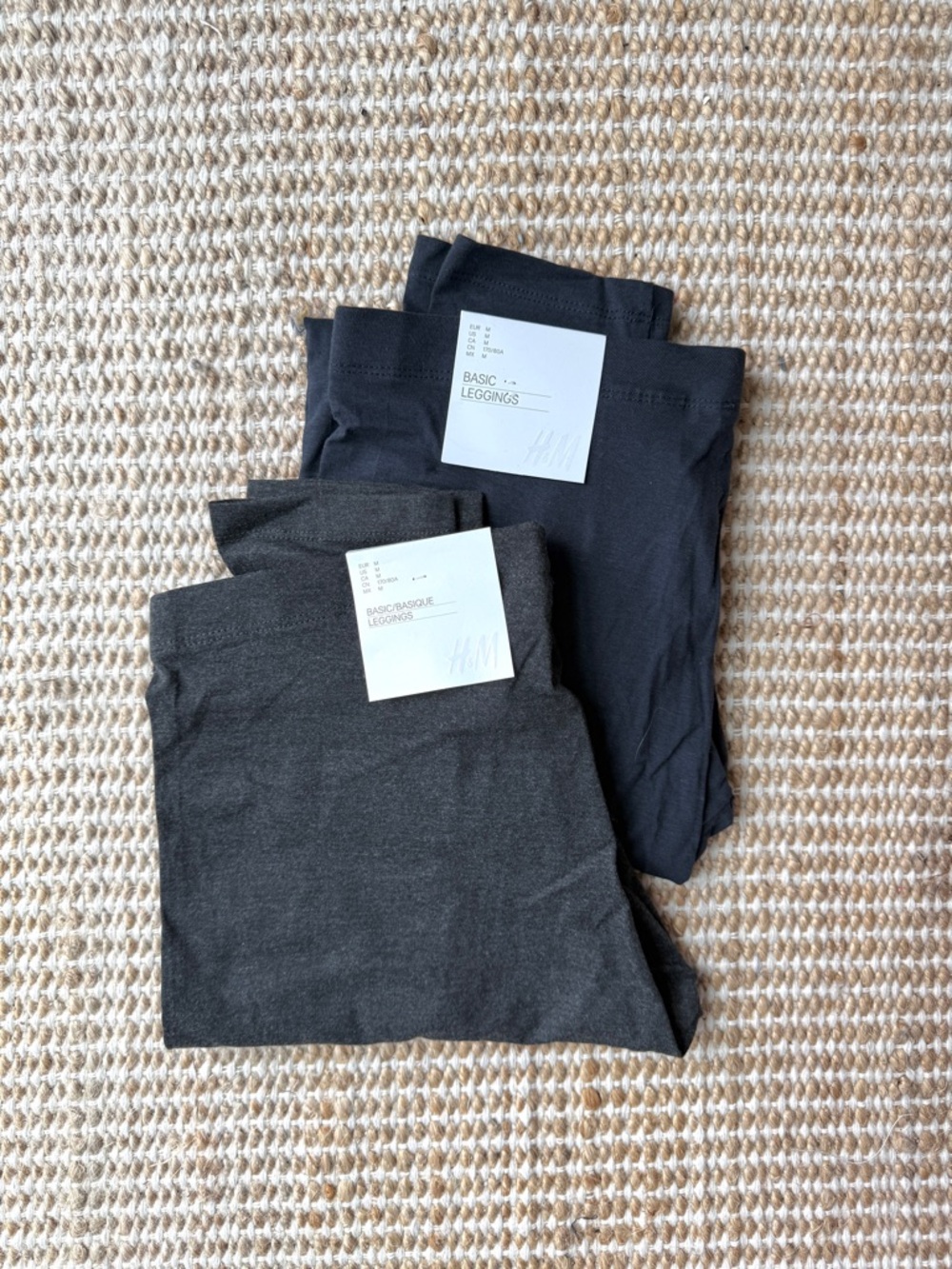 H&M NWT Two-Pack Basic Leggings in Black and Charcoal - Medium